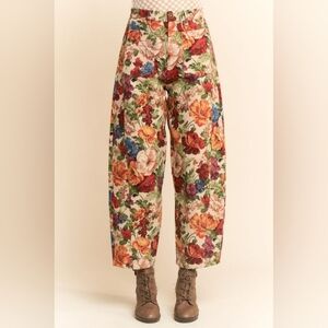 Floral Tapestry Barrel Leg Pants - Davi & Dani